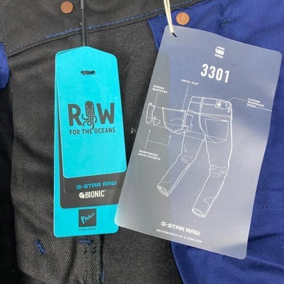 G-star Raw Men's Black Occotis 3301 Slim Jeans Restored Distressed US 31 X 34 - Picture 12 of 16